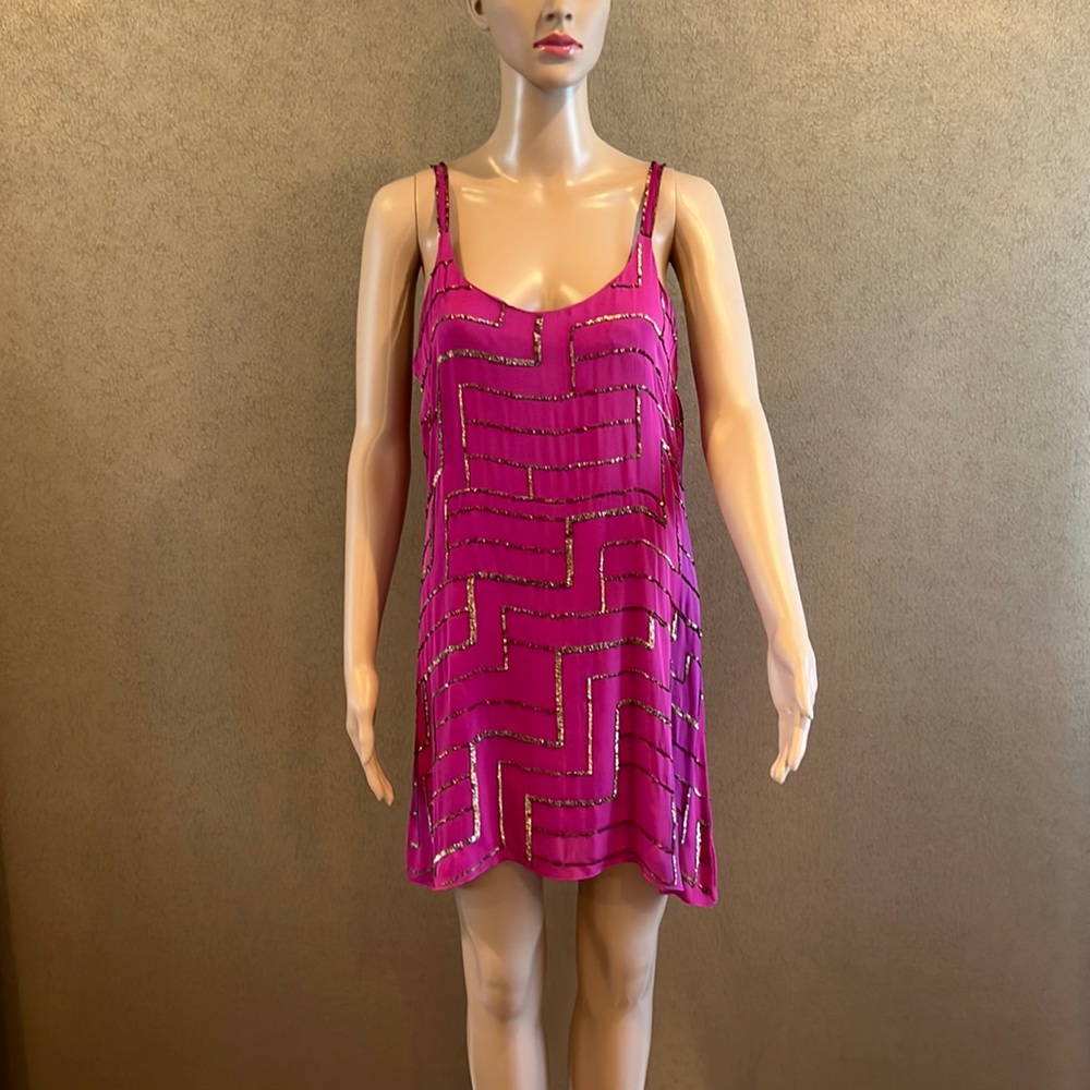 PARKER PINK AND GOLD/ COPPER SEQUINS DRESS